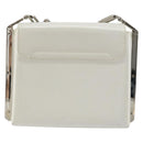 Salvatore Ferragamo Chain Shoulder Bag Patent leather White Silver Auth 175611A-2