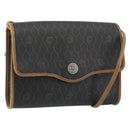 Christian Dior Honeycomb Canvas Shoulder Bag PVC Black Gold Auth 175612-1