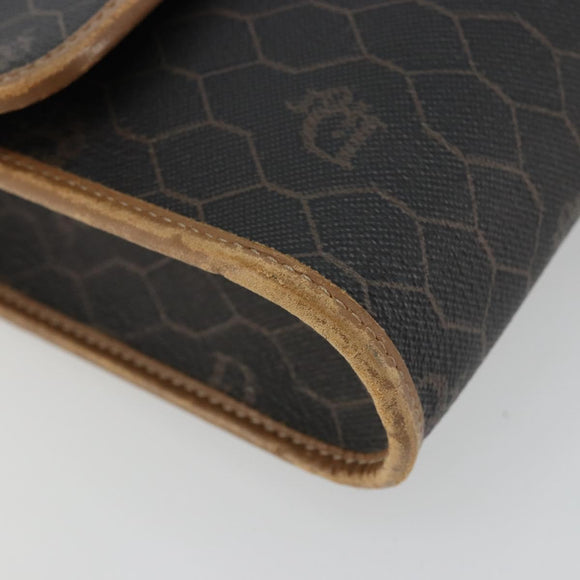 Christian Dior Honeycomb Canvas Shoulder Bag PVC Black Gold Auth 175612
