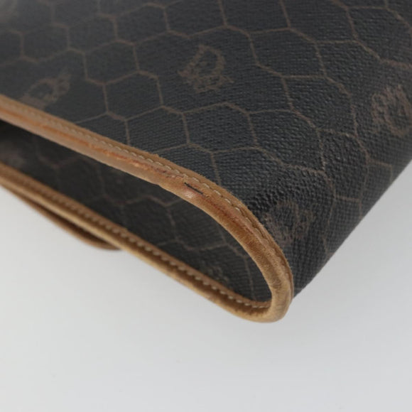 Christian Dior Honeycomb Canvas Shoulder Bag PVC Black Gold Auth 175612