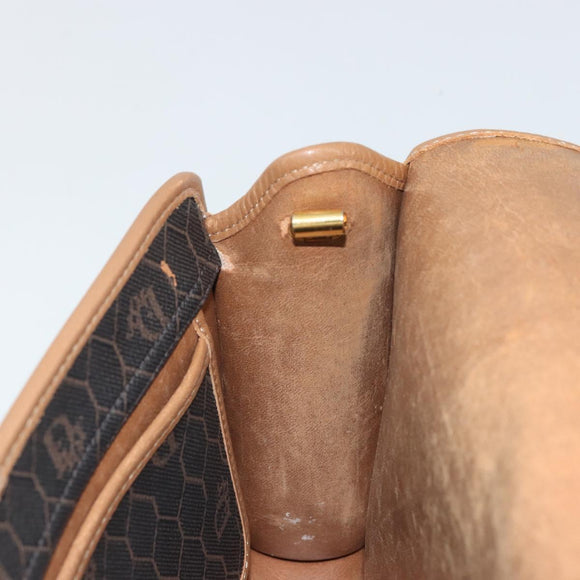 Christian Dior Honeycomb Canvas Shoulder Bag PVC Black Gold Auth 175612