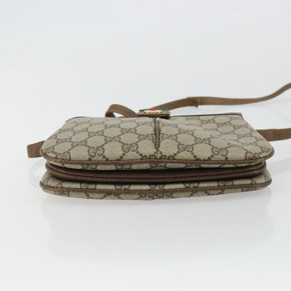 GUCCI GG Supreme Web Sherry Line Bag PVC Beige Gold 10 02 037 Auth 175617