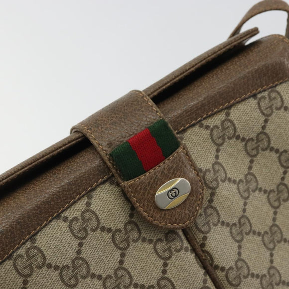 GUCCI GG Supreme Web Sherry Line Bag PVC Beige Gold 10 02 037 Auth 175617