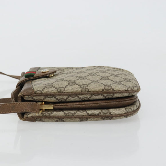GUCCI GG Supreme Web Sherry Line Bag PVC Beige Gold 10 02 037 Auth 175617