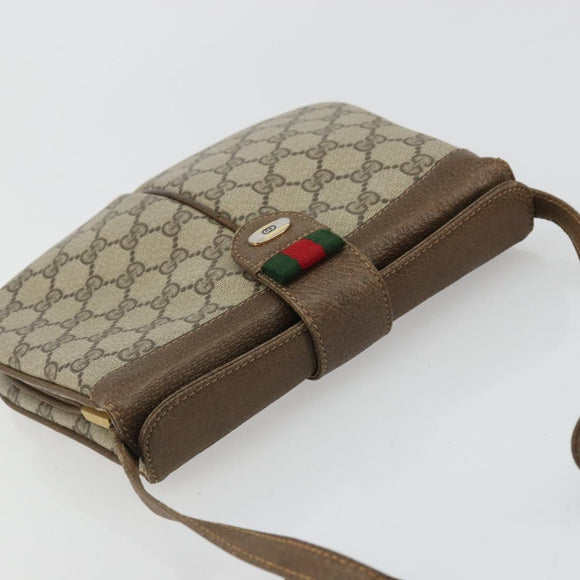GUCCI GG Supreme Web Sherry Line Bag PVC Beige Gold 10 02 037 Auth 175617