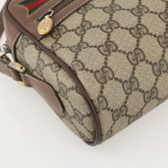 GUCCI GG Supreme Web Sherry Line Bag PVC Beige Gold 001 44 6655 Auth 175618