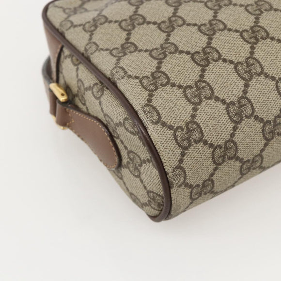 GUCCI GG Supreme Web Sherry Line Bag PVC Beige Gold 001 44 6655 Auth 175618