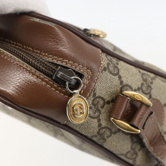 GUCCI GG Supreme Web Sherry Line Bag PVC Beige Gold 001 44 6655 Auth 175618