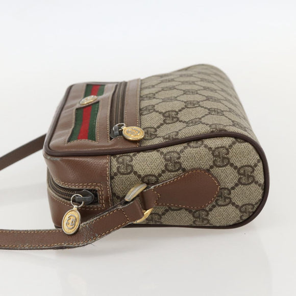 GUCCI GG Supreme Web Sherry Line Bag PVC Beige Gold 001 44 6655 Auth 175618