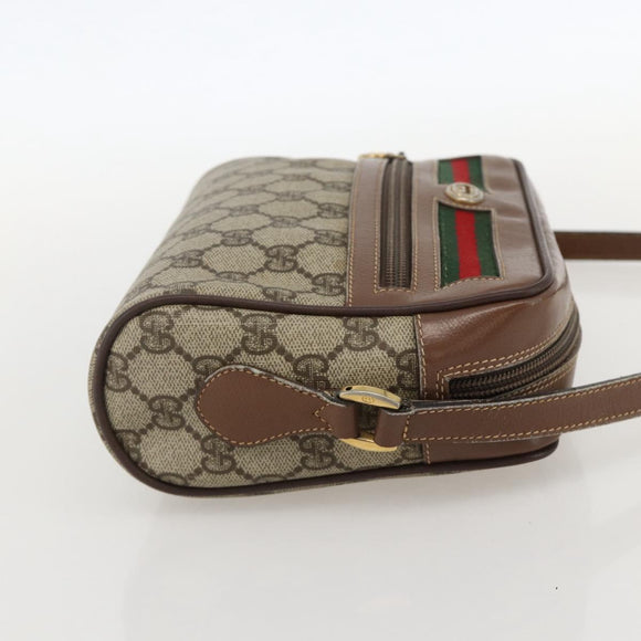 GUCCI GG Supreme Web Sherry Line Bag PVC Beige Gold 001 44 6655 Auth 175618