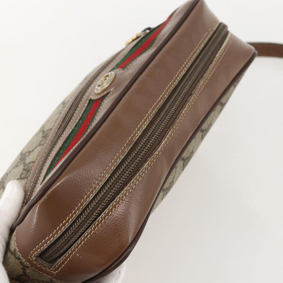 GUCCI GG Supreme Web Sherry Line Bag PVC Beige Gold 001 44 6655 Auth 175618