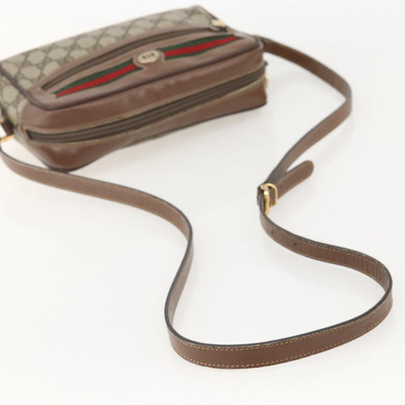 GUCCI GG Supreme Web Sherry Line Bag PVC Beige Gold 001 44 6655 Auth 175618