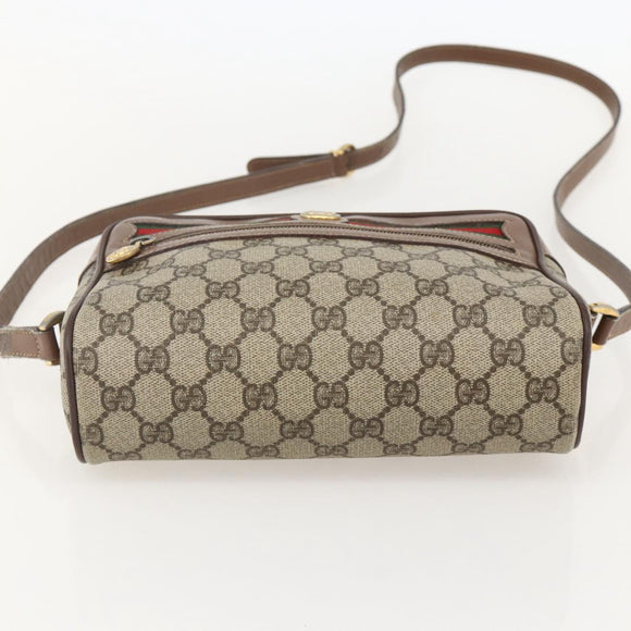 GUCCI GG Supreme Web Sherry Line Bag PVC Beige Gold 001 44 6655 Auth 175618
