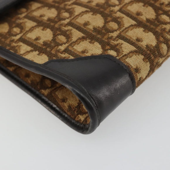 Christian Dior Trotter Canvas Umhängetasche Beige Gold Auth 175623