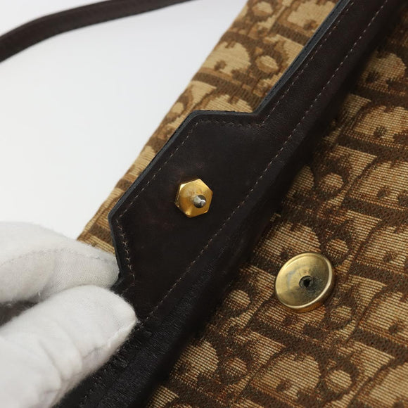 Christian Dior Trotter Canvas Umhängetasche Beige Gold Auth 175623