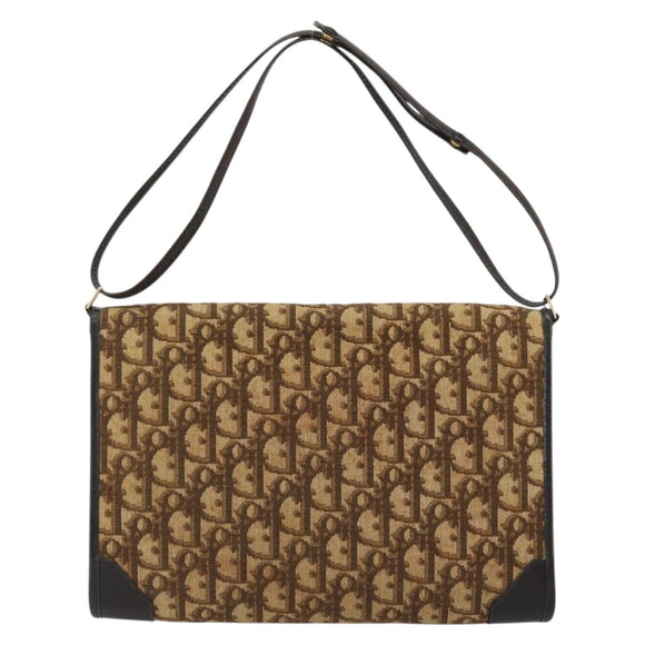 Christian Dior Trotter Canvas Umhängetasche Beige Gold Auth 175623