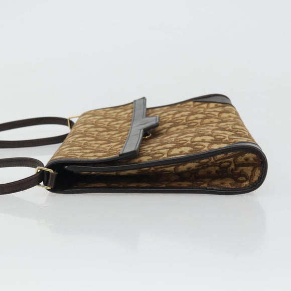 Christian Dior Trotter Canvas Umhängetasche Beige Gold Auth 175623
