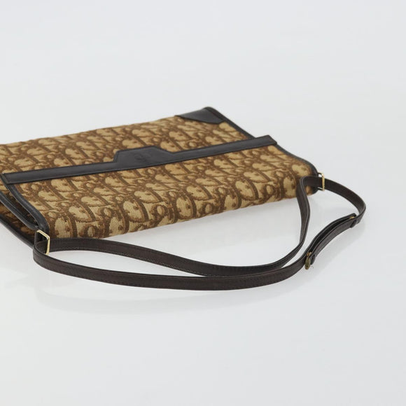 Christian Dior Trotter Canvas Umhängetasche Beige Gold Auth 175623