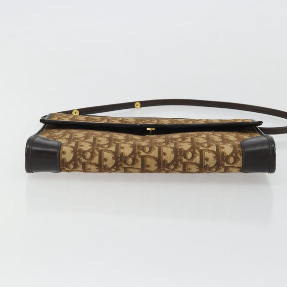 Christian Dior Trotter Canvas Umhängetasche Beige Gold Auth 175623