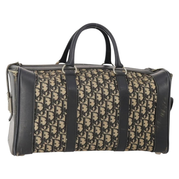 Christian Dior Trotter Canvas Boston tas marineblauw zilver Auth 175624