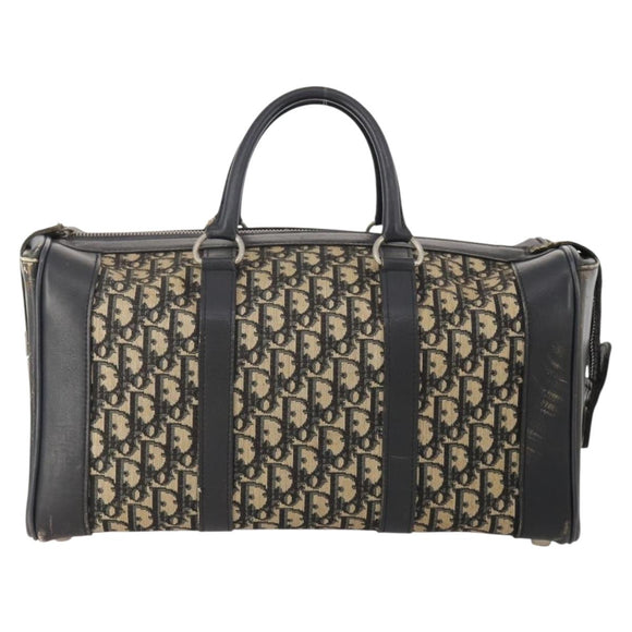 Christian Dior Trotter Canvas Boston tas marineblauw zilver Auth 175624