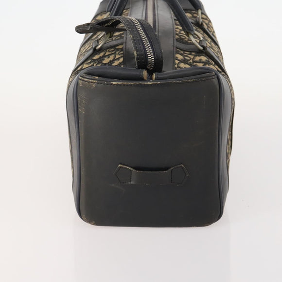 Christian Dior Trotter Canvas Boston tas marineblauw zilver Auth 175624