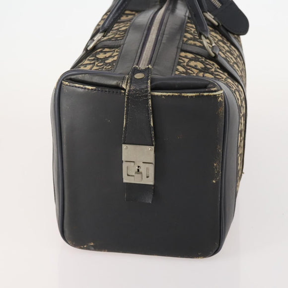 Christian Dior Trotter Canvas Boston tas marineblauw zilver Auth 175624