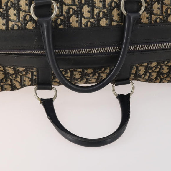 Christian Dior Trotter Canvas Boston tas marineblauw zilver Auth 175624
