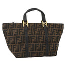 FENDI Zucca Canvas Hand Bag Brown Black Auth 175625-1