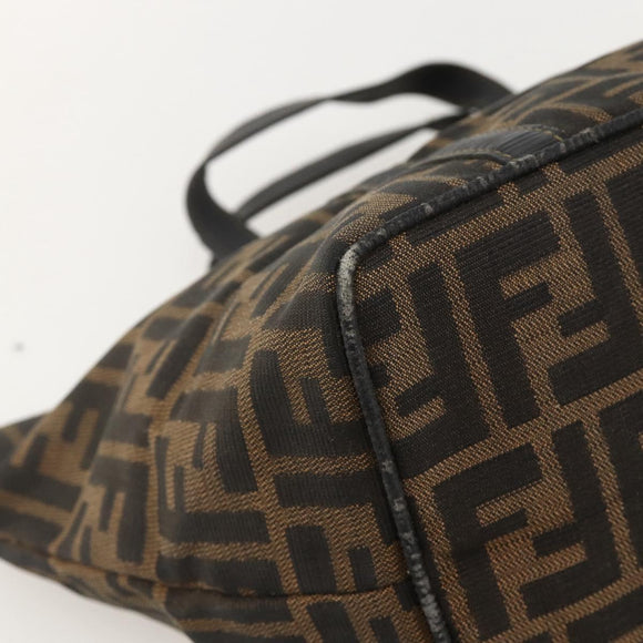 FENDI Zucca Canvas Hand Bag Brown Black Auth 175625