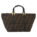 FENDI Zucca Canvas Hand Bag Brown Black Auth 175625-13