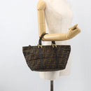 FENDI Zucca Canvas Hand Bag Brown Black Auth 175625-21
