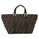 FENDI Zucca Canvas Hand Bag Brown Black Auth 175625-2
