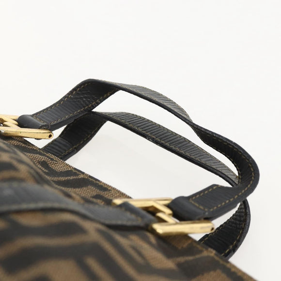 FENDI Zucca Canvas Hand Bag Brown Black Auth 175625
