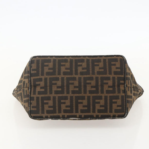 FENDI Zucca Canvas Hand Bag Brown Black Auth 175625