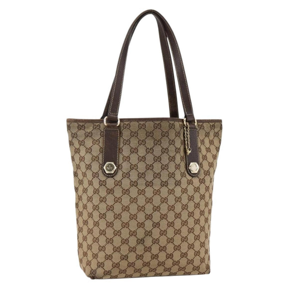 GUCCI GG Canvas Tote Bag Beige Gold 153009 Auth 175626