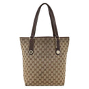 GUCCI GG Canvas Tote Bag Beige Gold 153009 Auth 175626-13