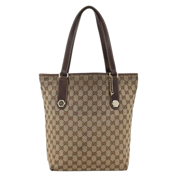 GUCCI GG Canvas Tote Bag Beige Gold 153009 Auth 175626