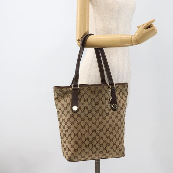 GUCCI GG Canvas Tote Bag Beige Gold 153009 Auth 175626
