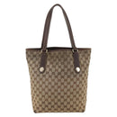 GUCCI GG Canvas Tote Bag Beige Gold 153009 Auth 175626-2