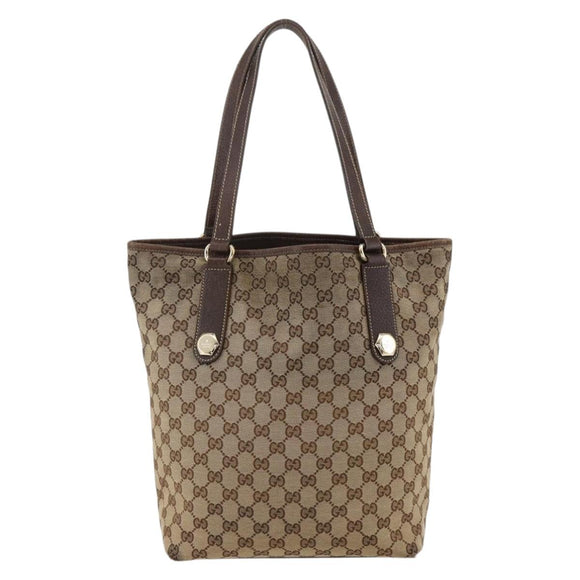 GUCCI GG Canvas Tote Bag Beige Gold 153009 Auth 175626