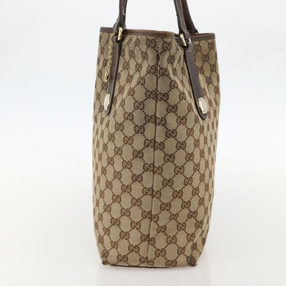 GUCCI GG Canvas Tote Bag Beige Gold 153009 Auth 175626