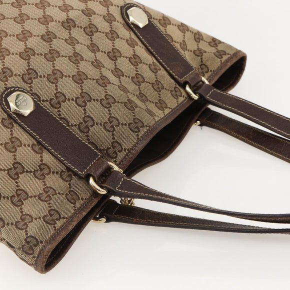 GUCCI GG Canvas Tote Bag Beige Gold 153009 Auth 175626