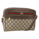 GUCCI GG Supreme Web Sherry Line Bag PVC Beige Gold 001 113 6472 Auth 175628-1