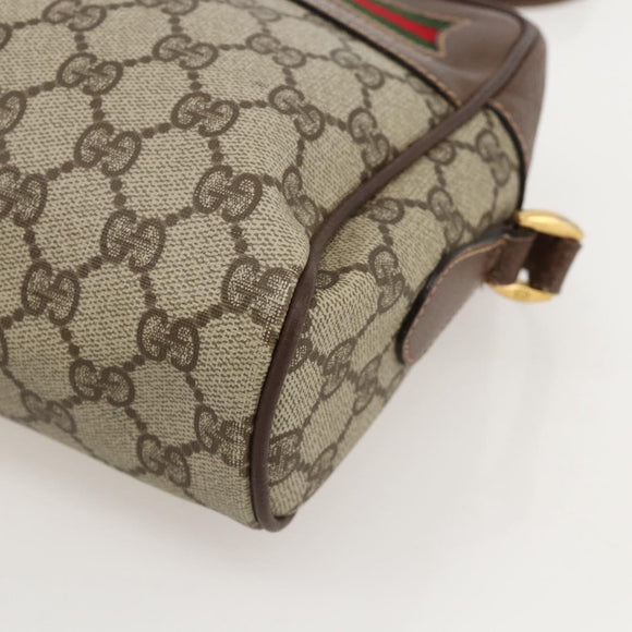 GUCCI GG Supreme Web Sherry Line Bag PVC Beige Gold 001 113 6472 Auth 175628