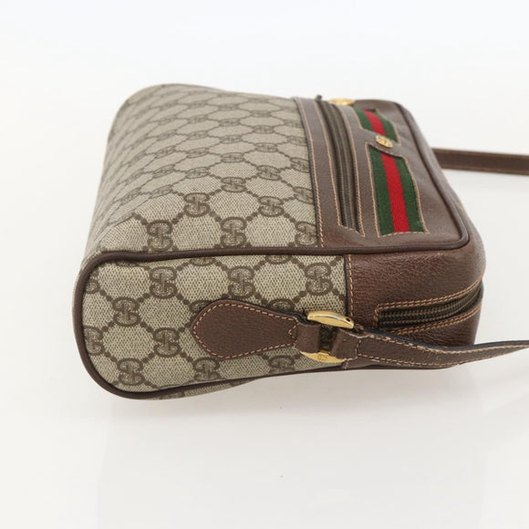 GUCCI GG Supreme Web Sherry Line Bag PVC Beige Gold 001 113 6472 Auth 175628