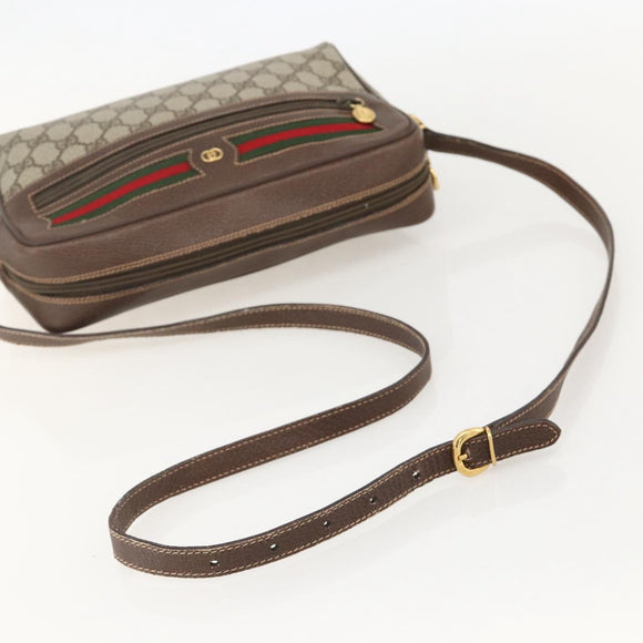 GUCCI GG Supreme Web Sherry Line Bag PVC Beige Gold 001 113 6472 Auth 175628