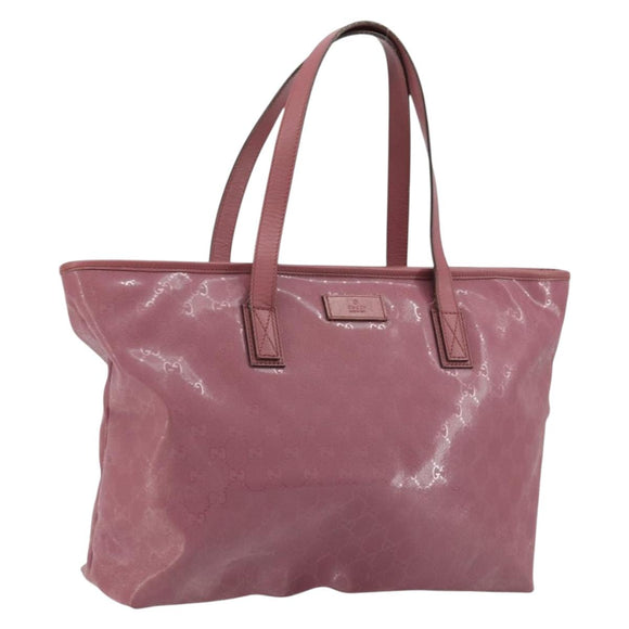 GUCCI GG implementation Tote Bag PVC Pink Gold 211137 Auth 175631