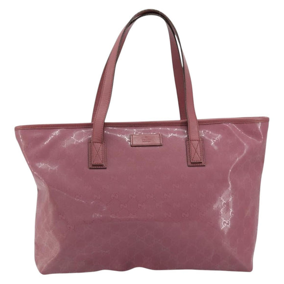 GUCCI GG implementation Tote Bag PVC Pink Gold 211137 Auth 175631