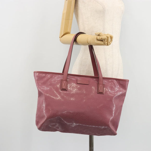 GUCCI GG implementation Tote Bag PVC Pink Gold 211137 Auth 175631